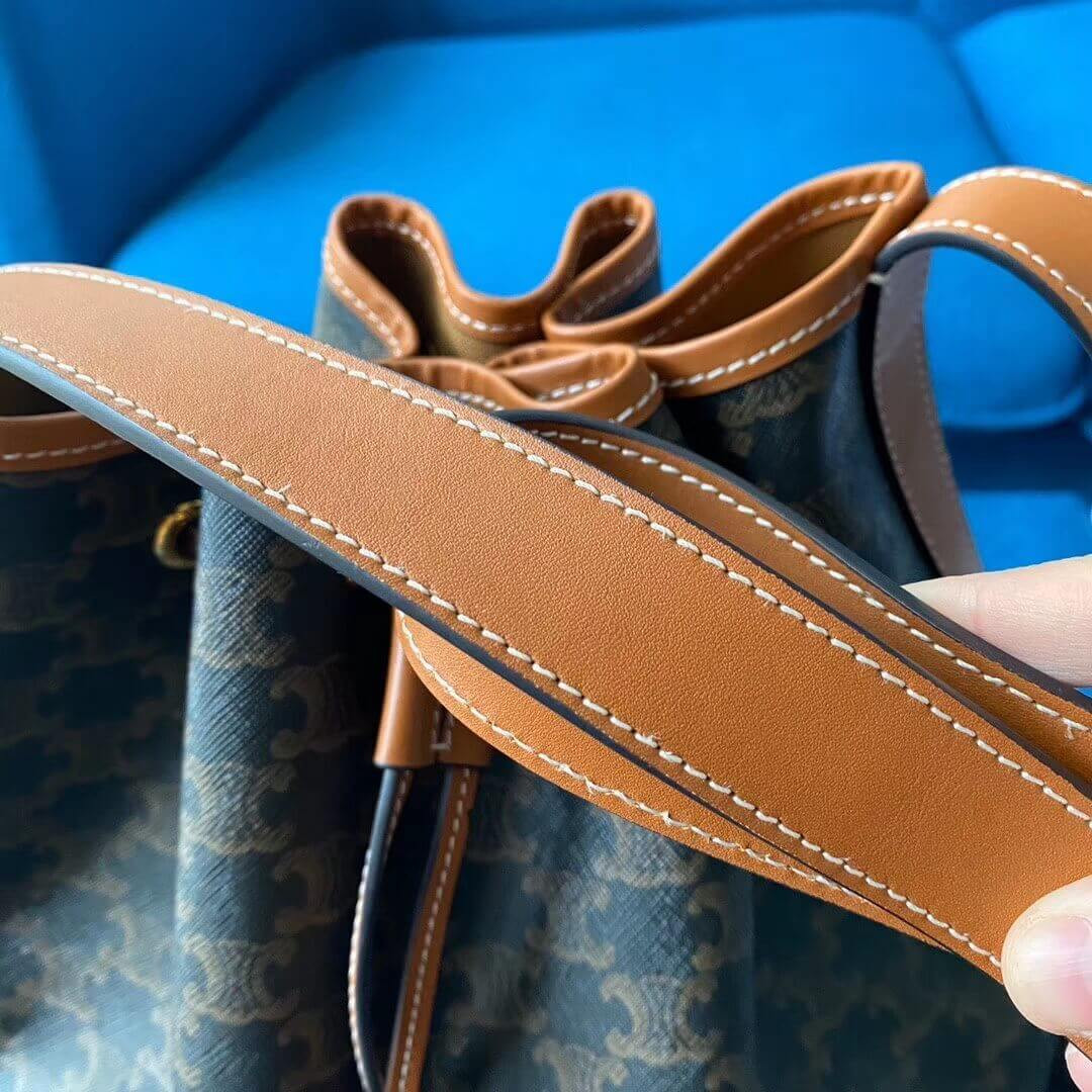 Celine Medium Drawstring Bag In Triomphe Canvas 191392