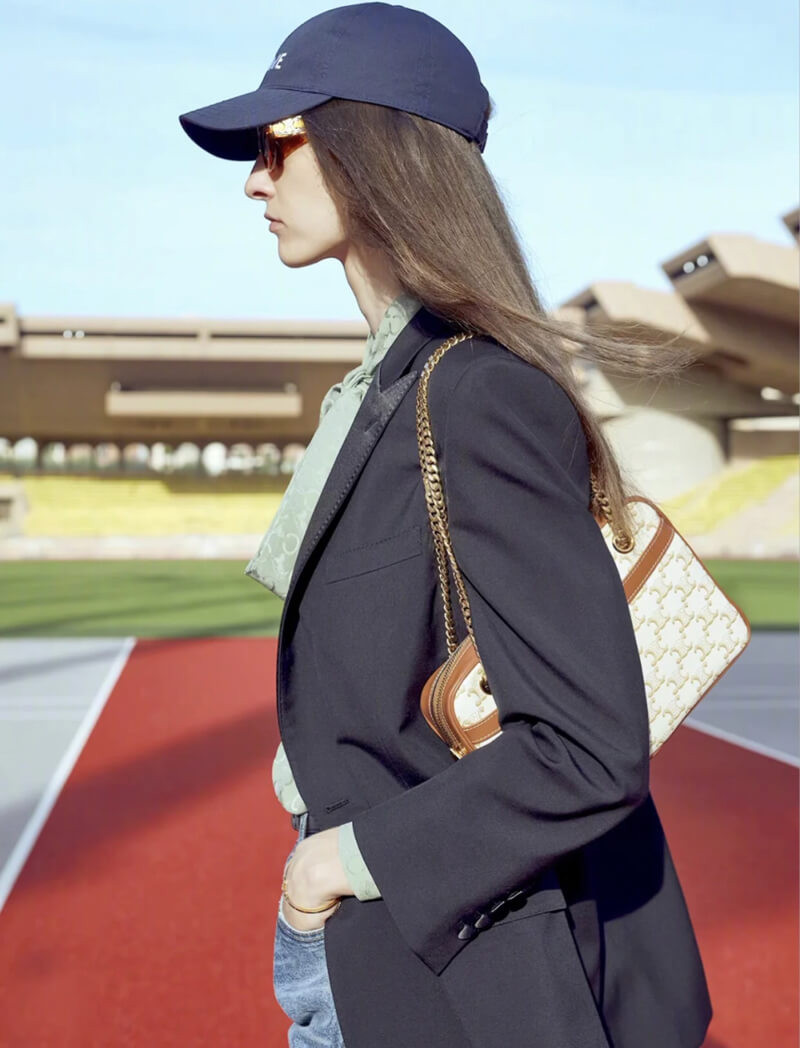 Celine Medium Patapans In Triomphe Canvas 195452 White