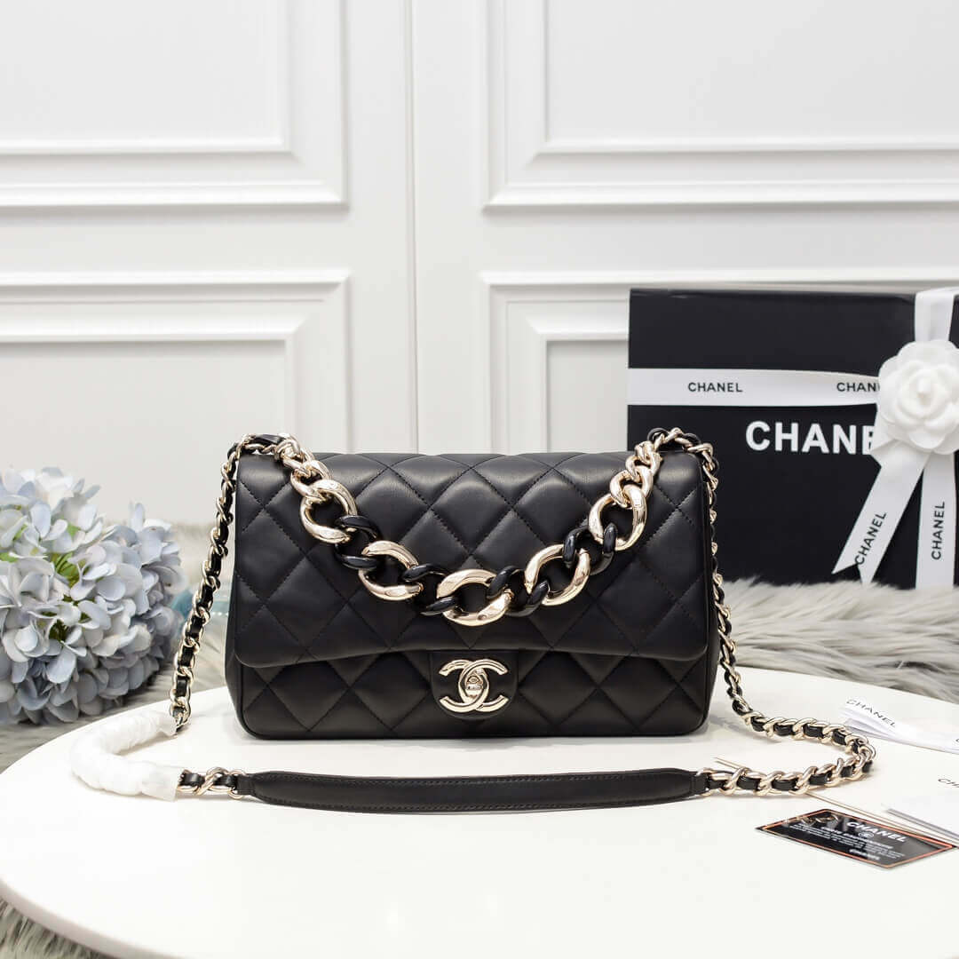 Chanel Flap Bag With Large Bi-Color Chain AS1354
