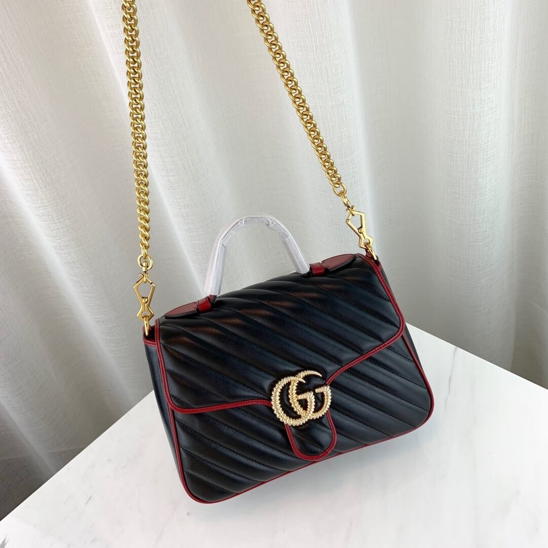 Gucci GG Marmont Small Top Handle Bag 498110 Black
