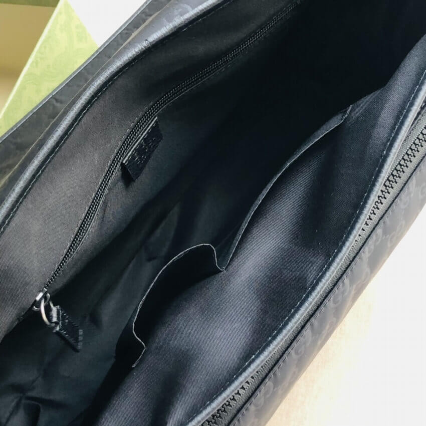 Gucci GG Guccissima Black Medium Nylon Messenger Bag 510334