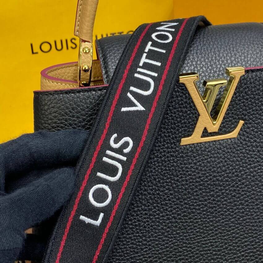 Louis Vuitton Capucines MM M58608 Black/Arizona Beige