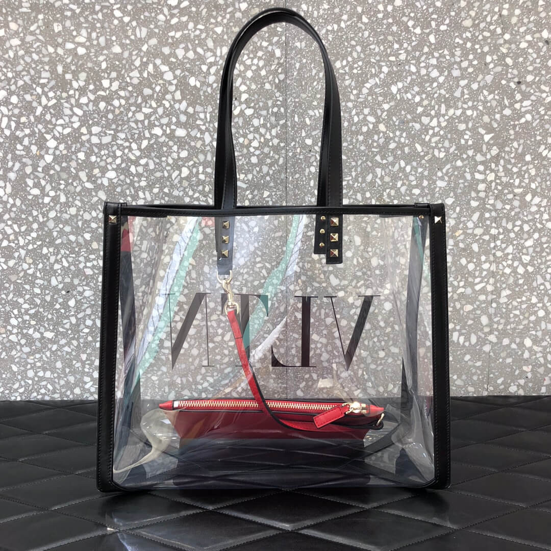 Valentino Garavani Grande Plage Small PVC & Leather Tote Bag 9006