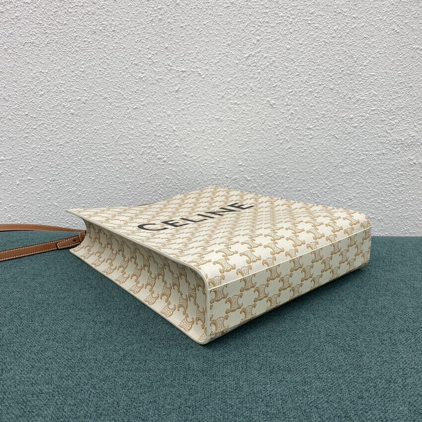 Celine Small Vertical Cabas In Triomphe Canvas 191542 White