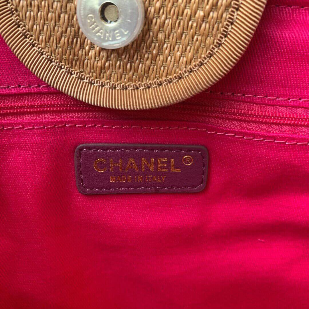 Chanel Straw Raffia Calfskin Striped Large Deauville Tote A93786