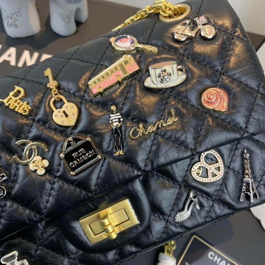 Chanel Aged Calfskin Lucky Charms 2.55 Flap Bag A01112