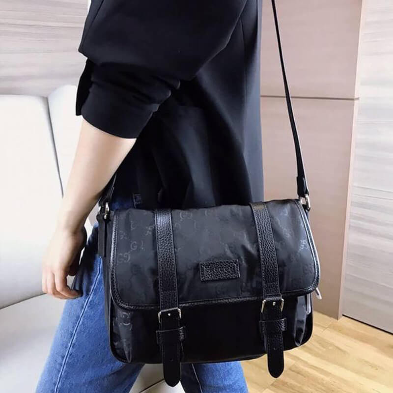Gucci GG Guccissima Black Nylon Small Messenger Bag 510335