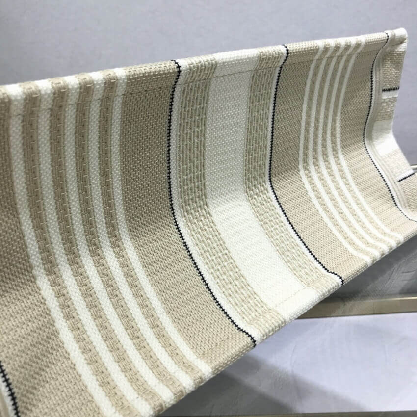 Dior Small Book Tote Beige Stripes Embroidery M1296