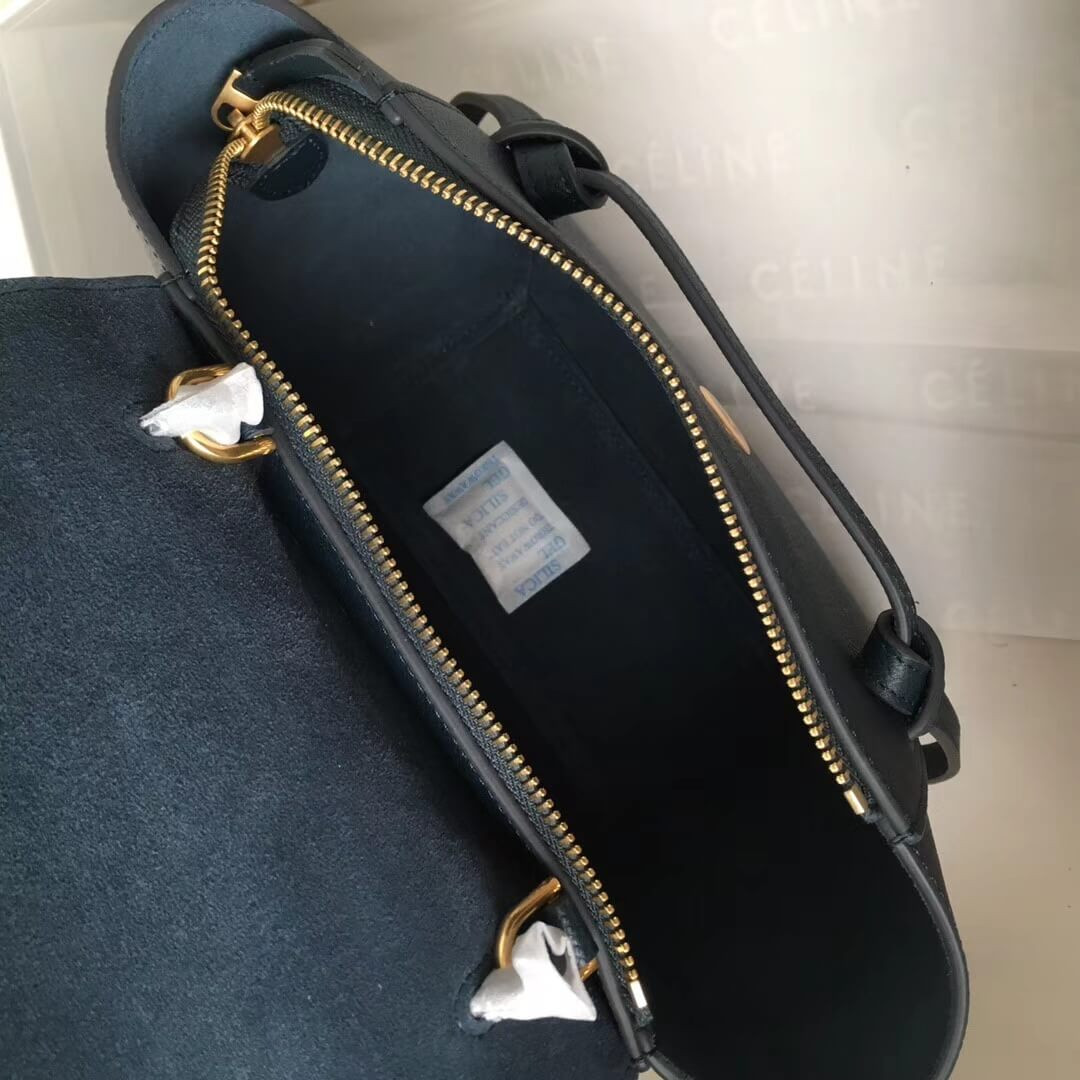 Celine Micro Belt Bag In Grained Calfskin 189153 Navy Blue