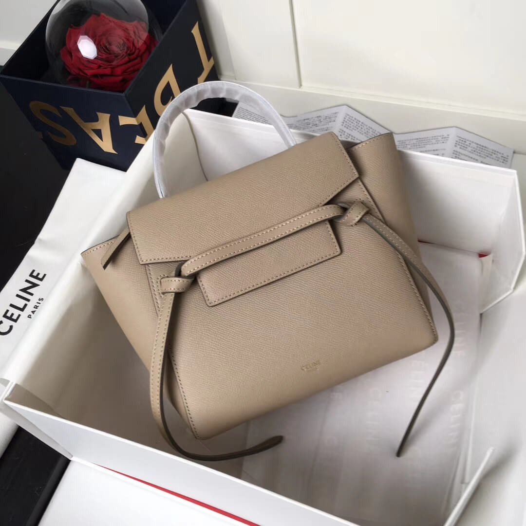 Celine Micro Belt Bag In Grained Calfskin 189153 Light Taupe