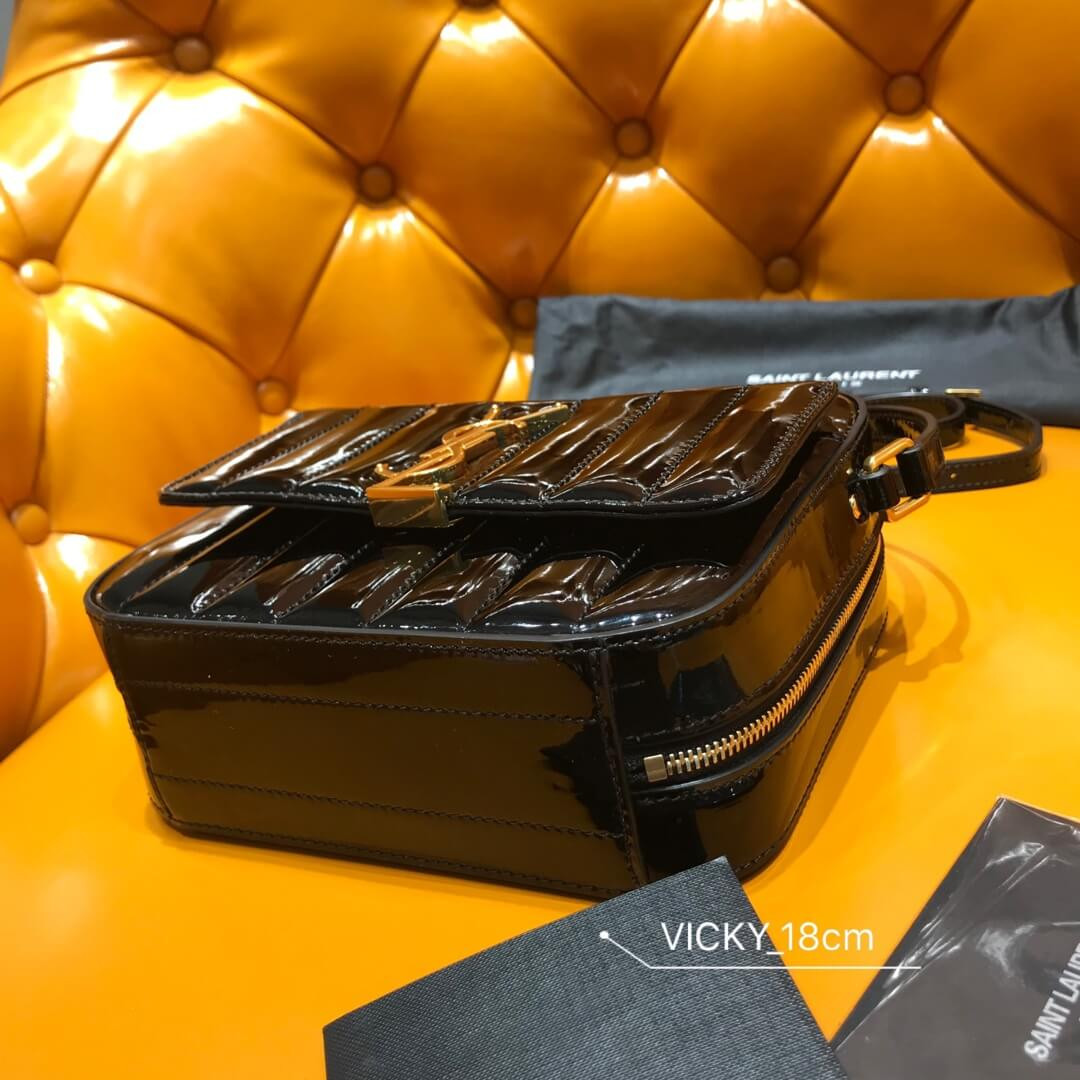 Saint Laurent Monogram Vicky Patent Leather Camera Bag 555052