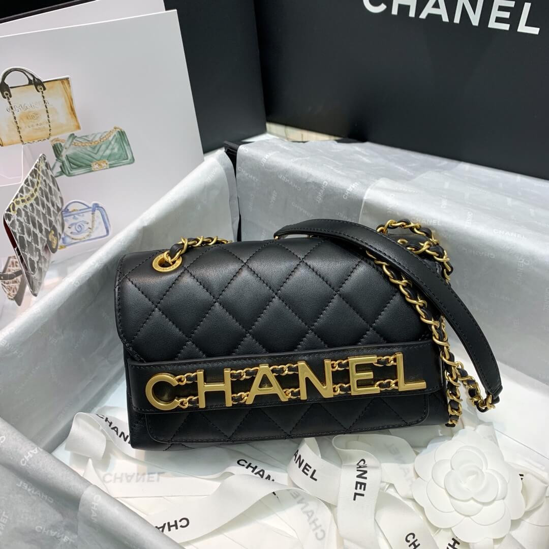 Chanel Front Logo Small Flap Bag AS1490