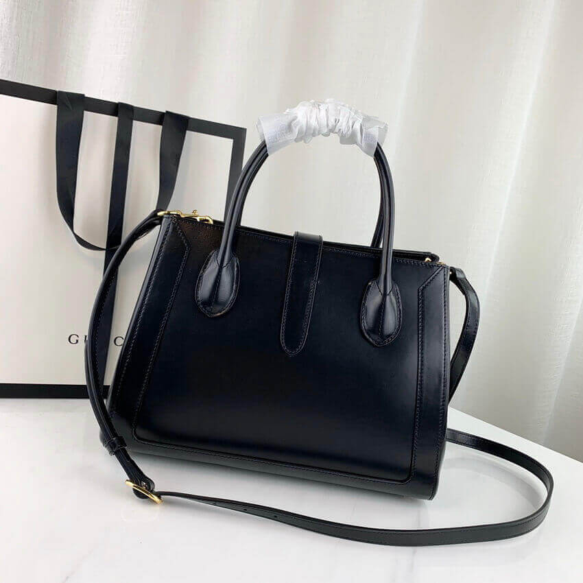 Gucci Jackie 1961 Medium Tote Bag in Black Leather 649016