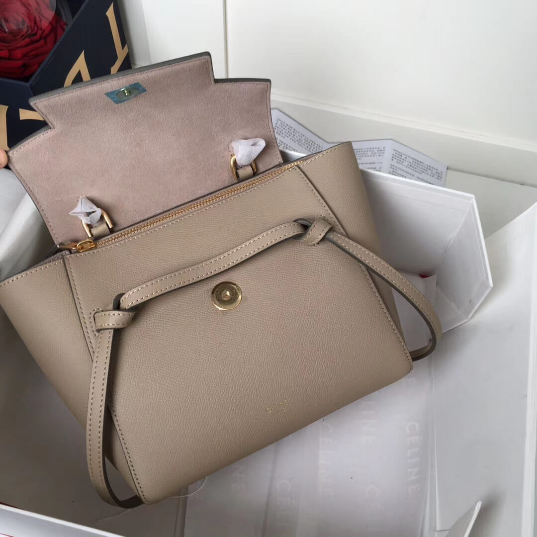 Celine Micro Belt Bag In Grained Calfskin 189153 Light Taupe