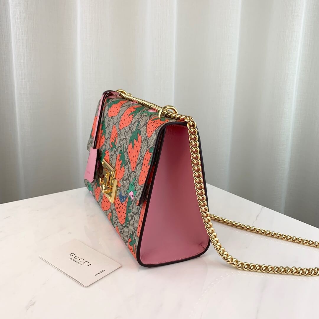 Gucci Padlock GG Strawberry Medium Shoulder Bag 409486