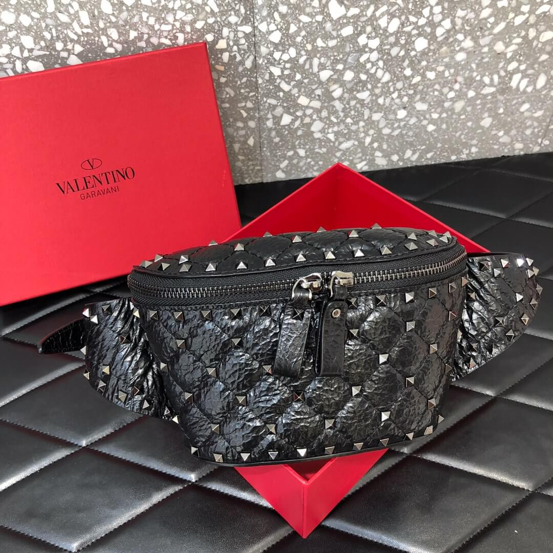 Valentino Garavani Rockstud Spike Waxy Leather Belt Bag 0620B
