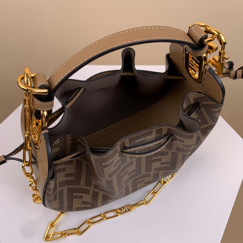 Fendi Pomodorino Brown FF Fabric Mini Bag 8BS059