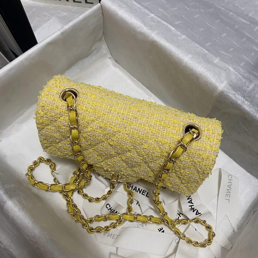 Chanel 20cm Classic Flap Bag in Yellow Tweed 1116