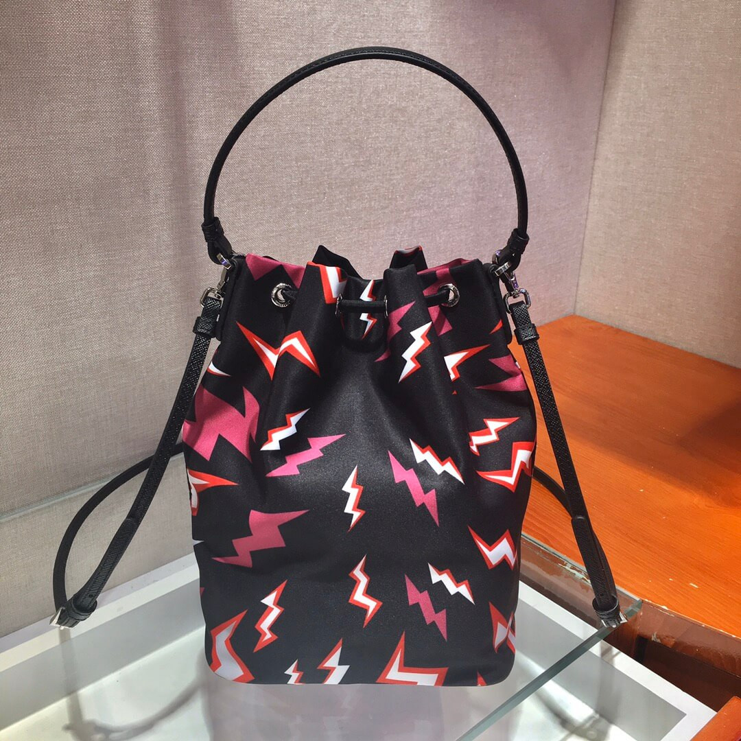 Prada Lightning Print Nylon Shoulder Bag 1BH038