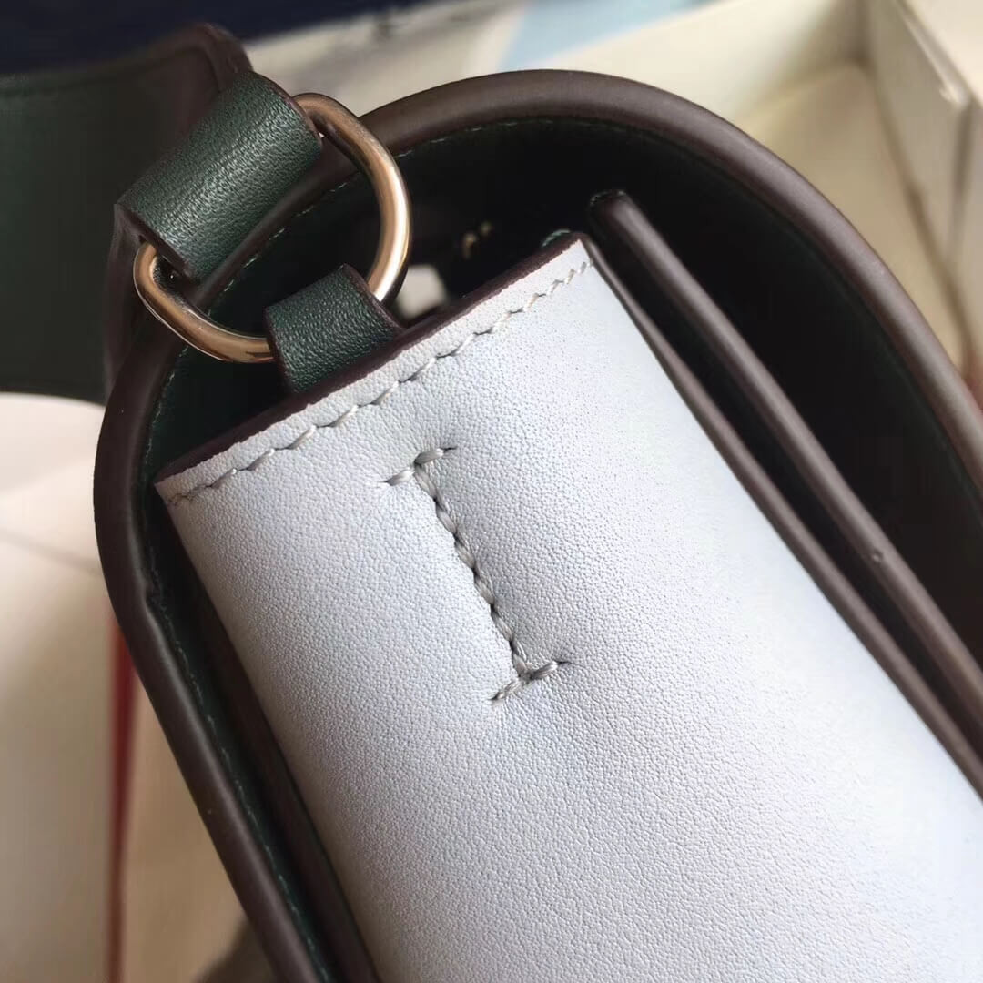 Celine Frame Medium Shoulder Bag 180263 Dark Green/Light Green