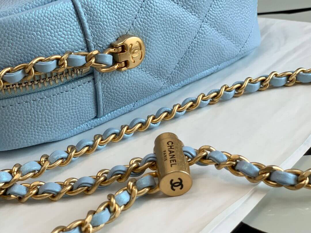 Chanel Caviar Calfskin Pearl Crush Gold Ball Phone Clutch With Chain 99098