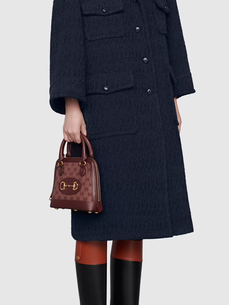 Gucci Horsebit 1955 GG Mini Bag 677212 in Burgundy GG Canvas