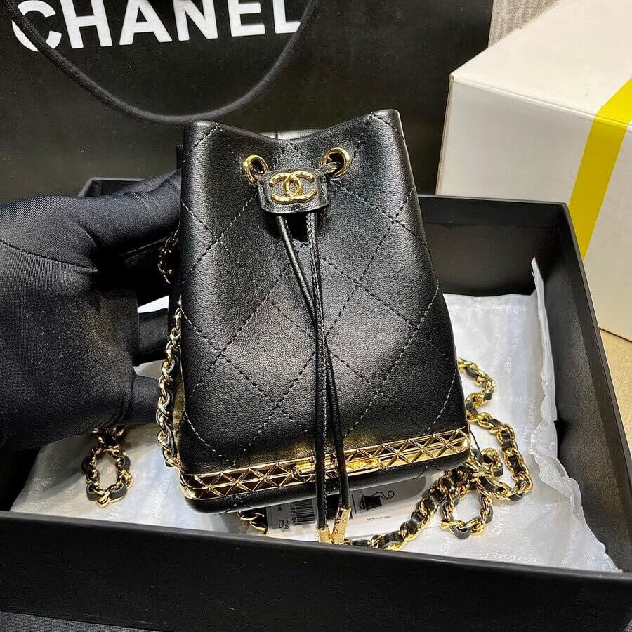 Chanel Small Bucket with Chain in Lambskin AP2750