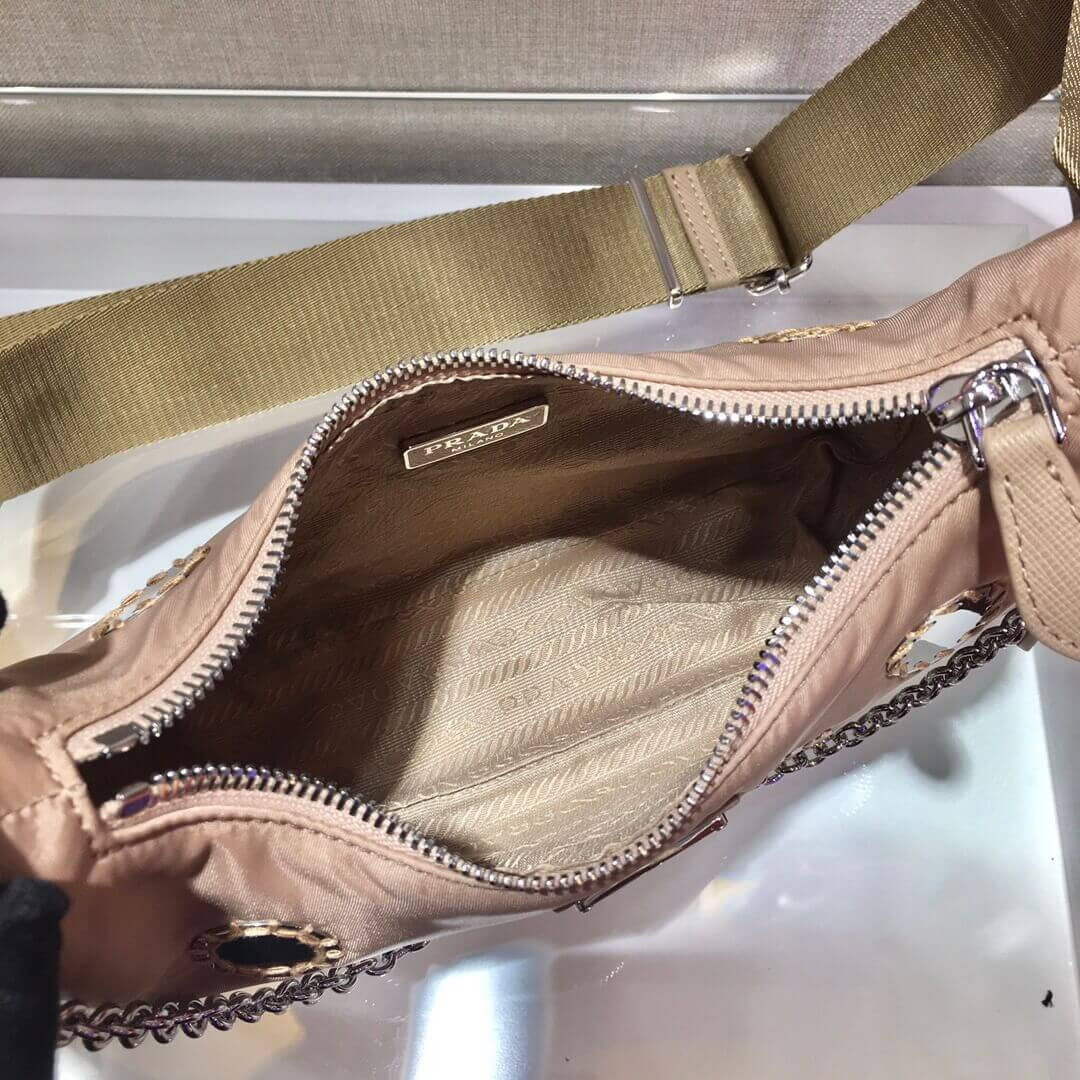 Prada Hobo Re Edition Embroidery Sequins Cross Body Bag 1BH204