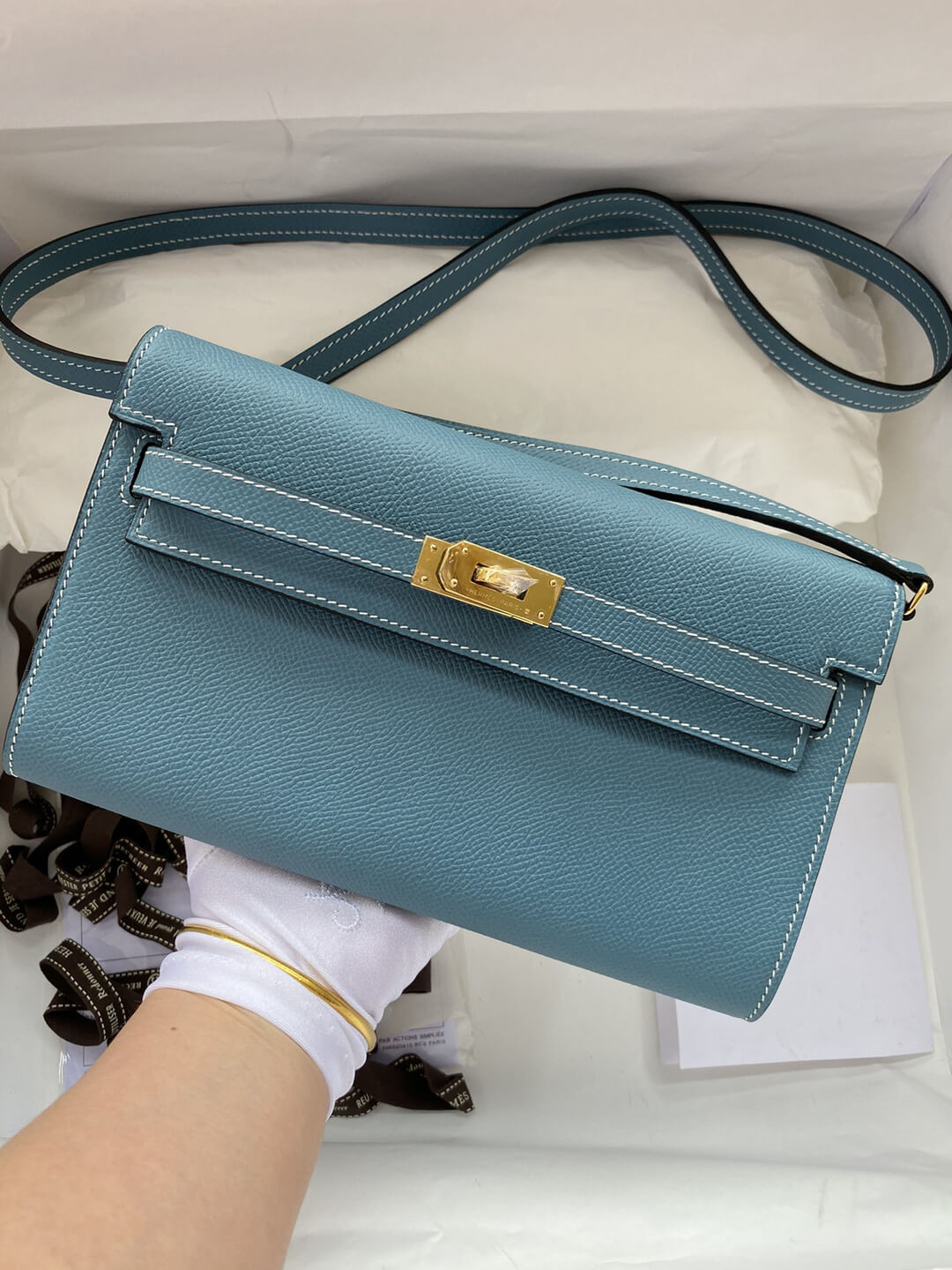 Hermes Kelly Wallet to Go Woc 499041 Blue