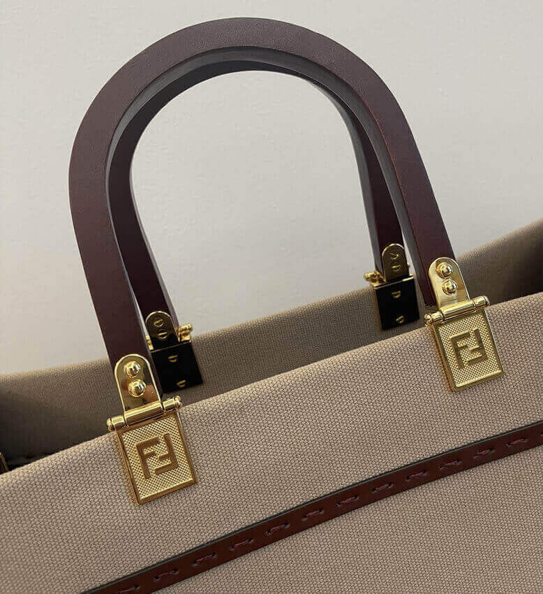 Fendi Large Sunshine Tote Bag in Beige Canvas 8BH372