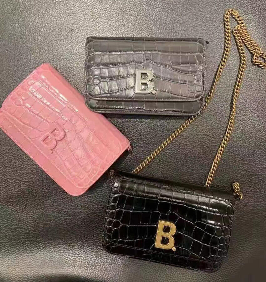 Balenciaga B Croc-Embossed Wallet On Chain