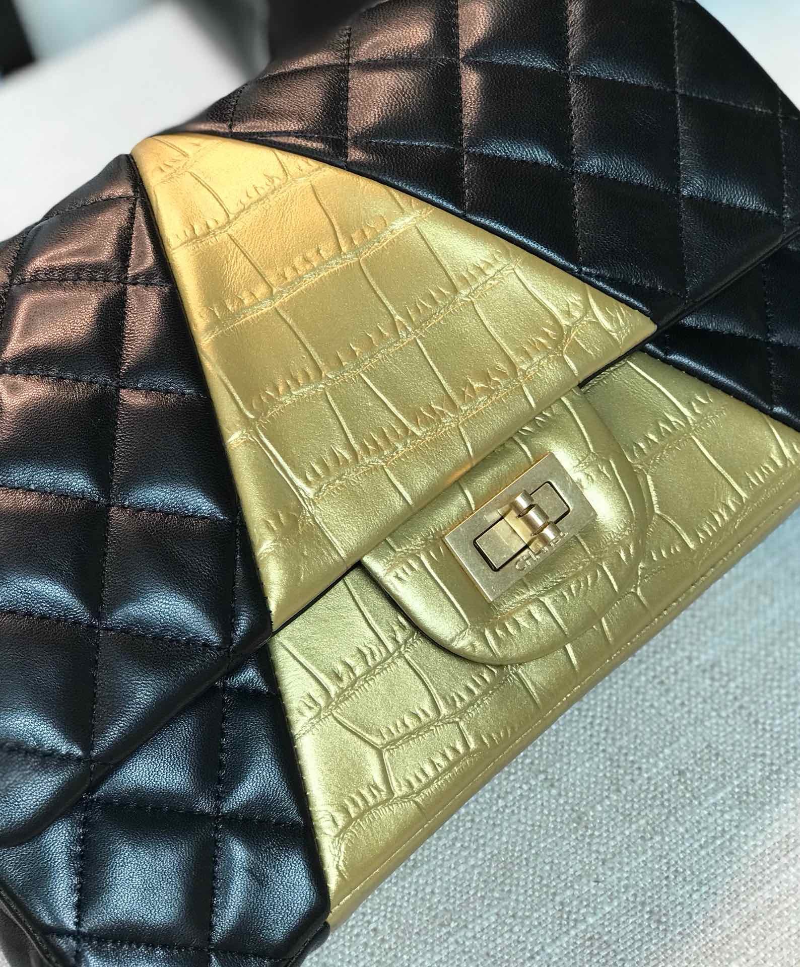 Chanel Lambskin & Crocodile Embossed 2.55 Handbag A37586