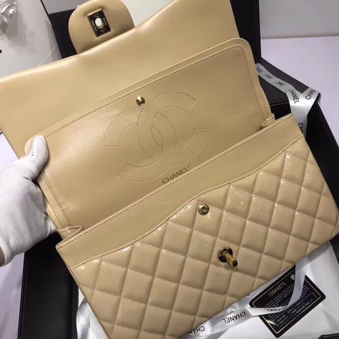 Chanel Pantent Leather 30cm Classic Flap Bag A1113