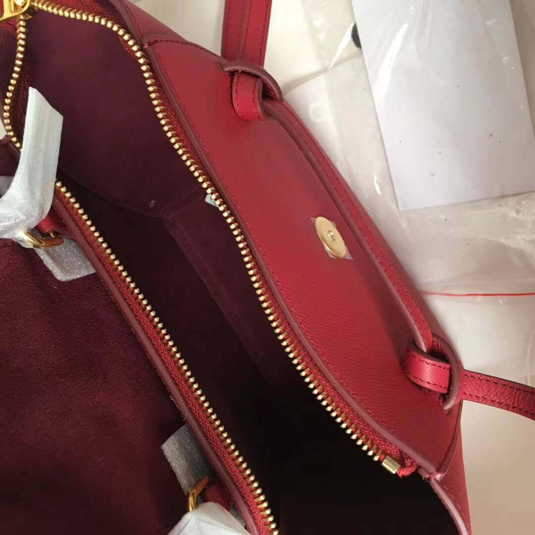 Celine Micro Belt Bag In Grained Calfskin 189153 Ruby
