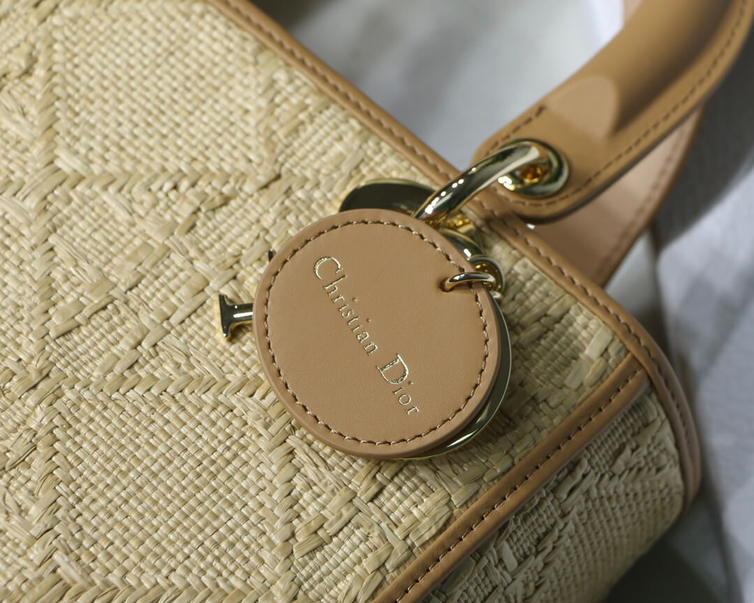 Christian Dior Medium Lady Dior Bag Natural Cannage Raffia M0565