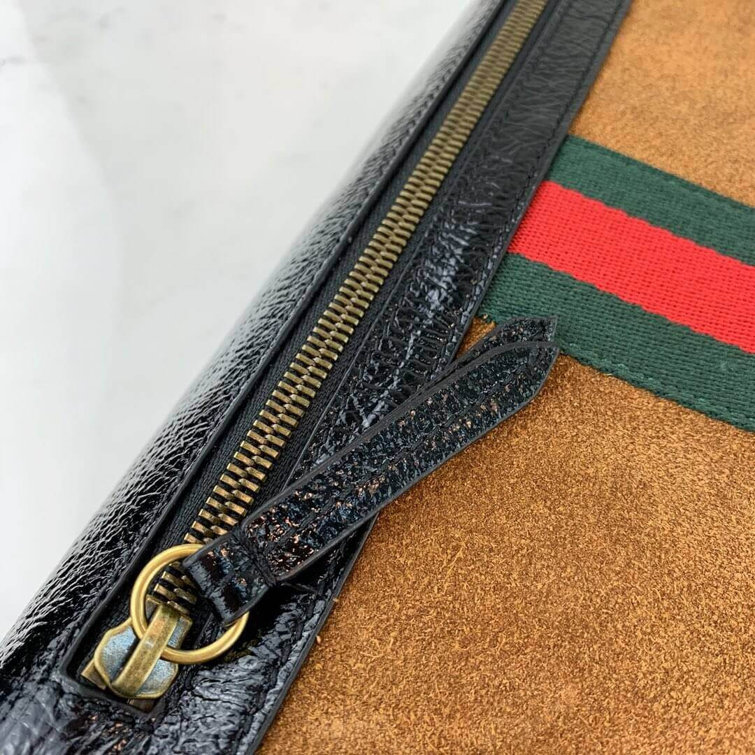 Gucci Ophidia Web Suede Saddle Bag 523658