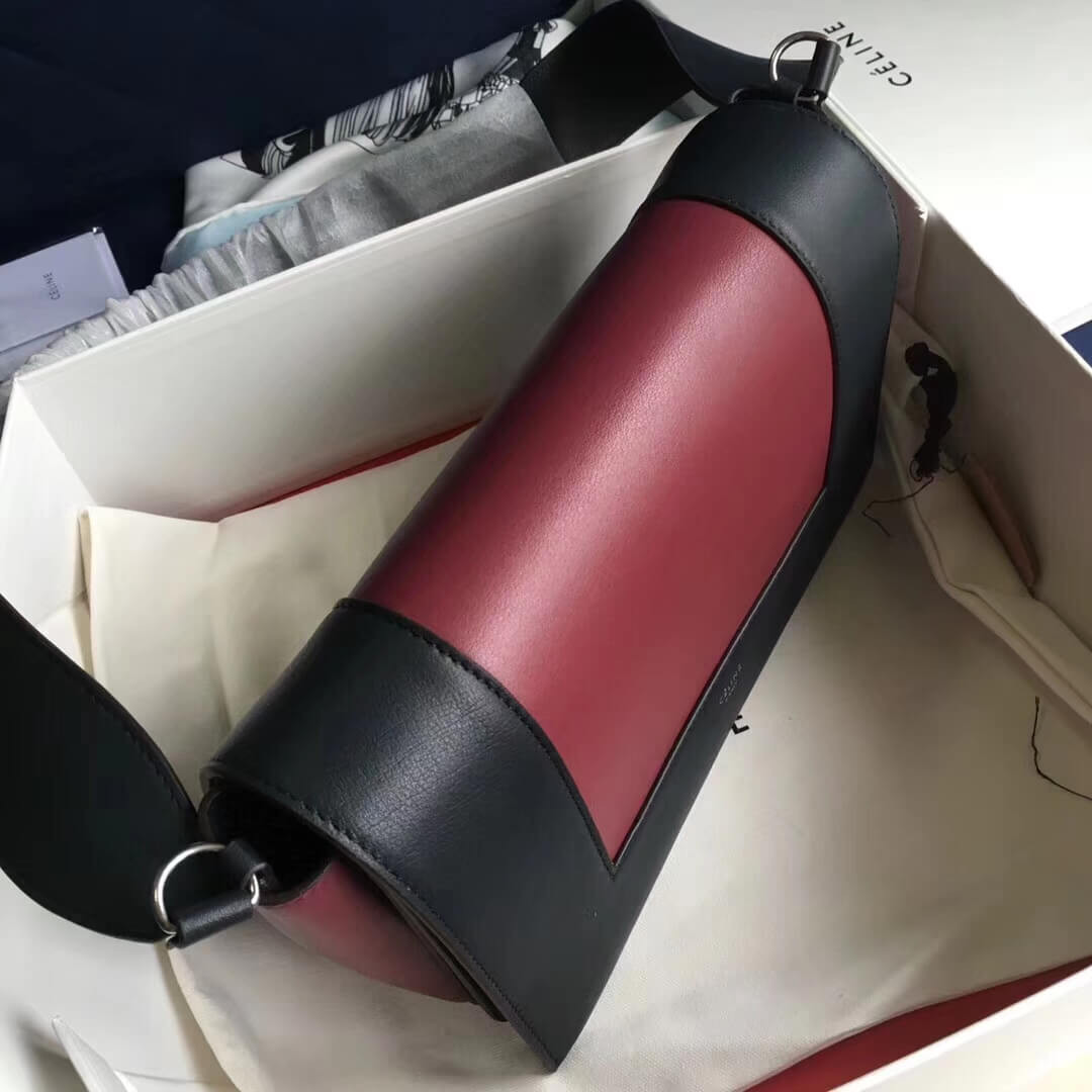 Celine Frame Medium Shoulder Bag 180263 Black/Burgundy