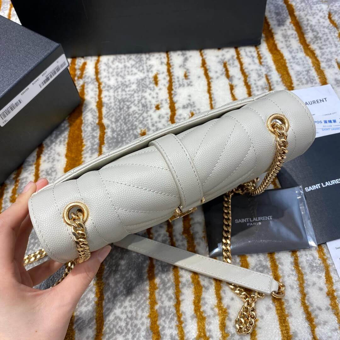 Saint Laurent Grain Leather Envelope Small Bag 526286 White