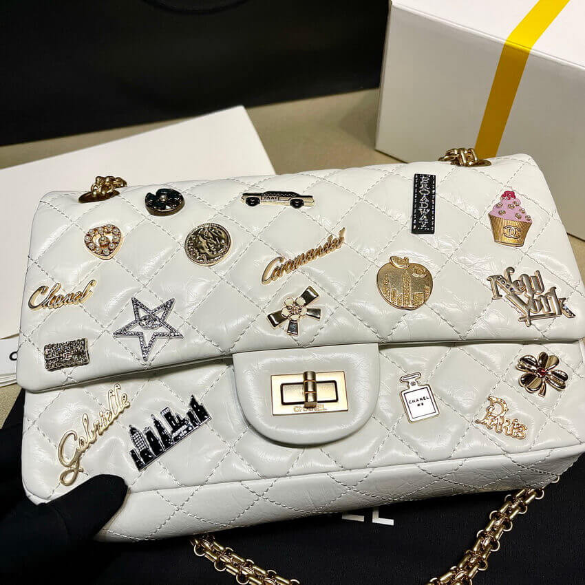 Chanel Quilted Calfskin Leather 2.55 Reissue New York Lucky Charms Flap Bag 37586