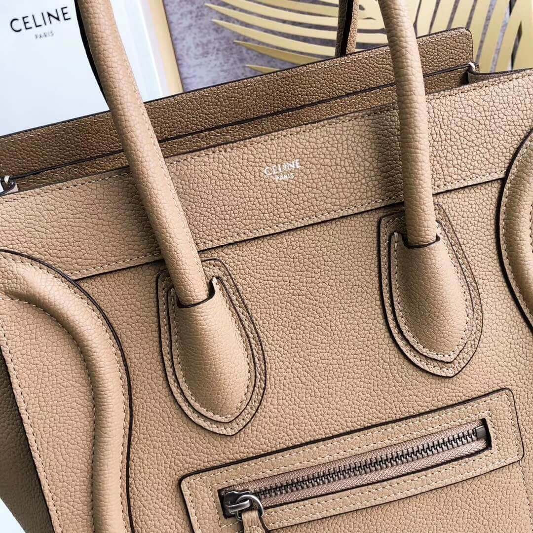 Celine Micro Luggage Handbag In Drummed Calfskin 189793