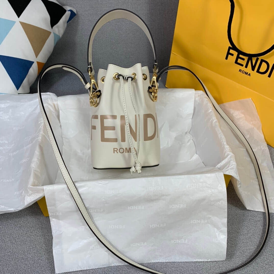 Fendi Mon Tresor Mini Logo-Print Leather Bucket Bag 8BS010