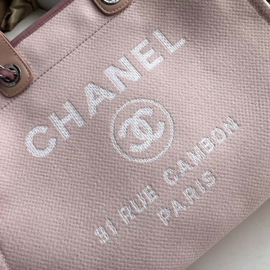 Chanel Deauville Tote 38cm Canvas Bag A66941 Pink/White
