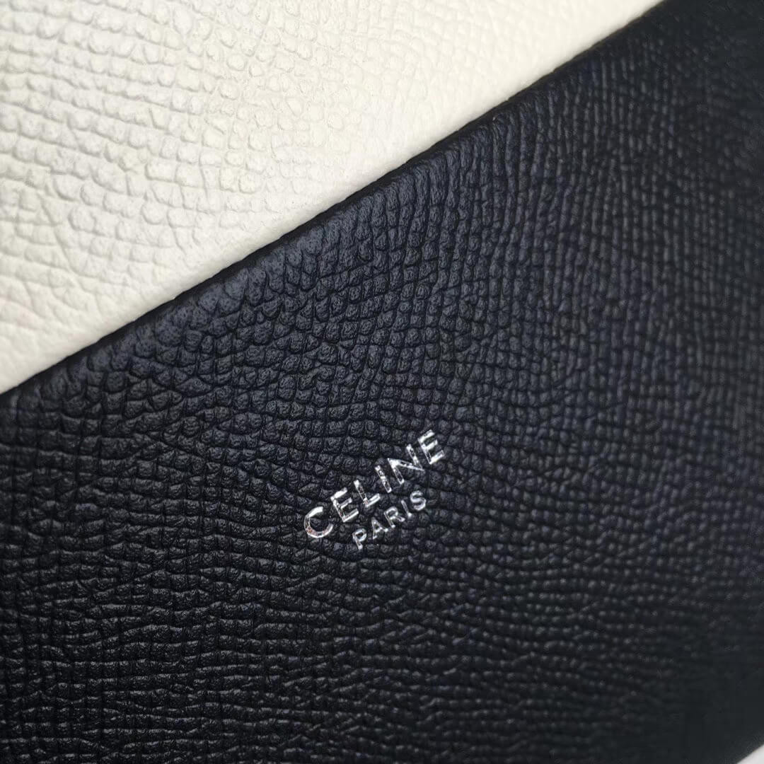 Celine Small Cabas In Grained Calfskin 189813 White/Black