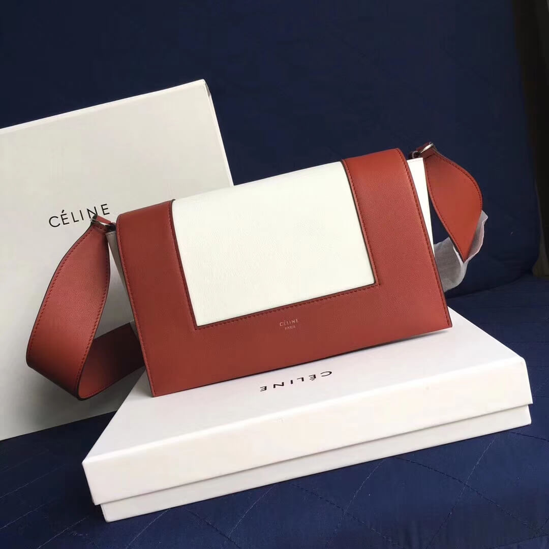 Celine Frame Medium Shoulder Bag 180263 Red/White