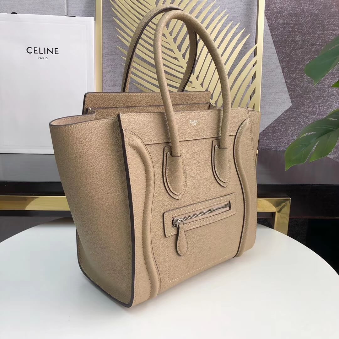 Celine Micro Luggage Handbag In Drummed Calfskin 189793