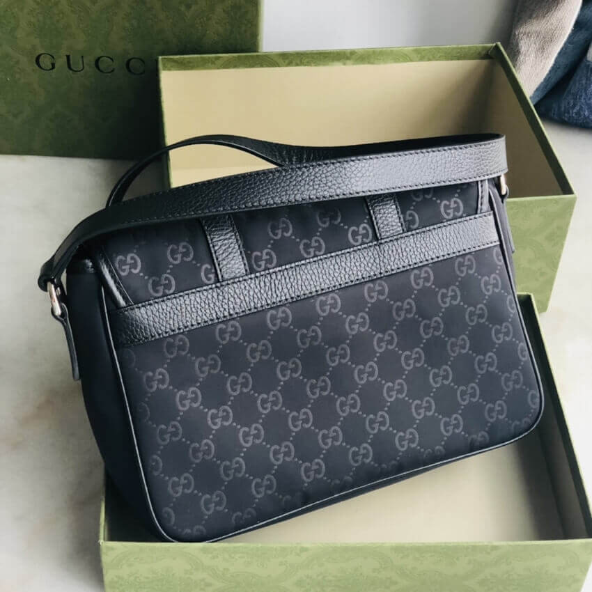 Gucci GG Guccissima Black Nylon Small Messenger Bag 510335