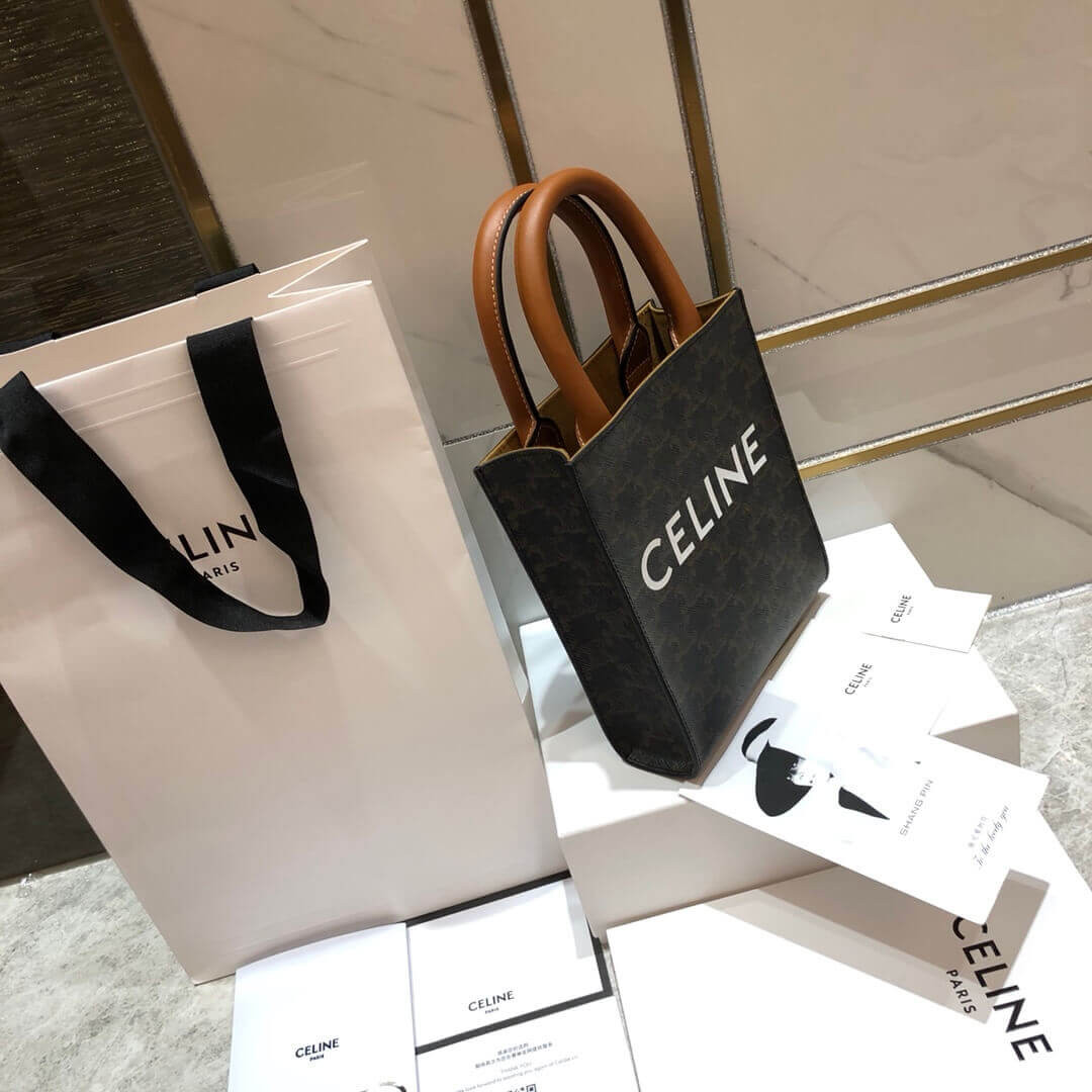 Celine Mini Vertical Cabas In Triomphe Canvas 193302