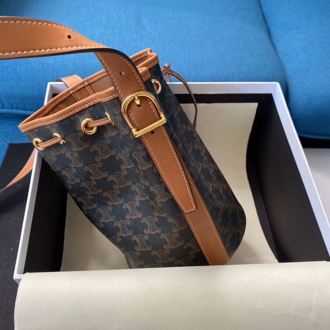 Celine Small Drawstring Bag In Triomphe Canvas 191142