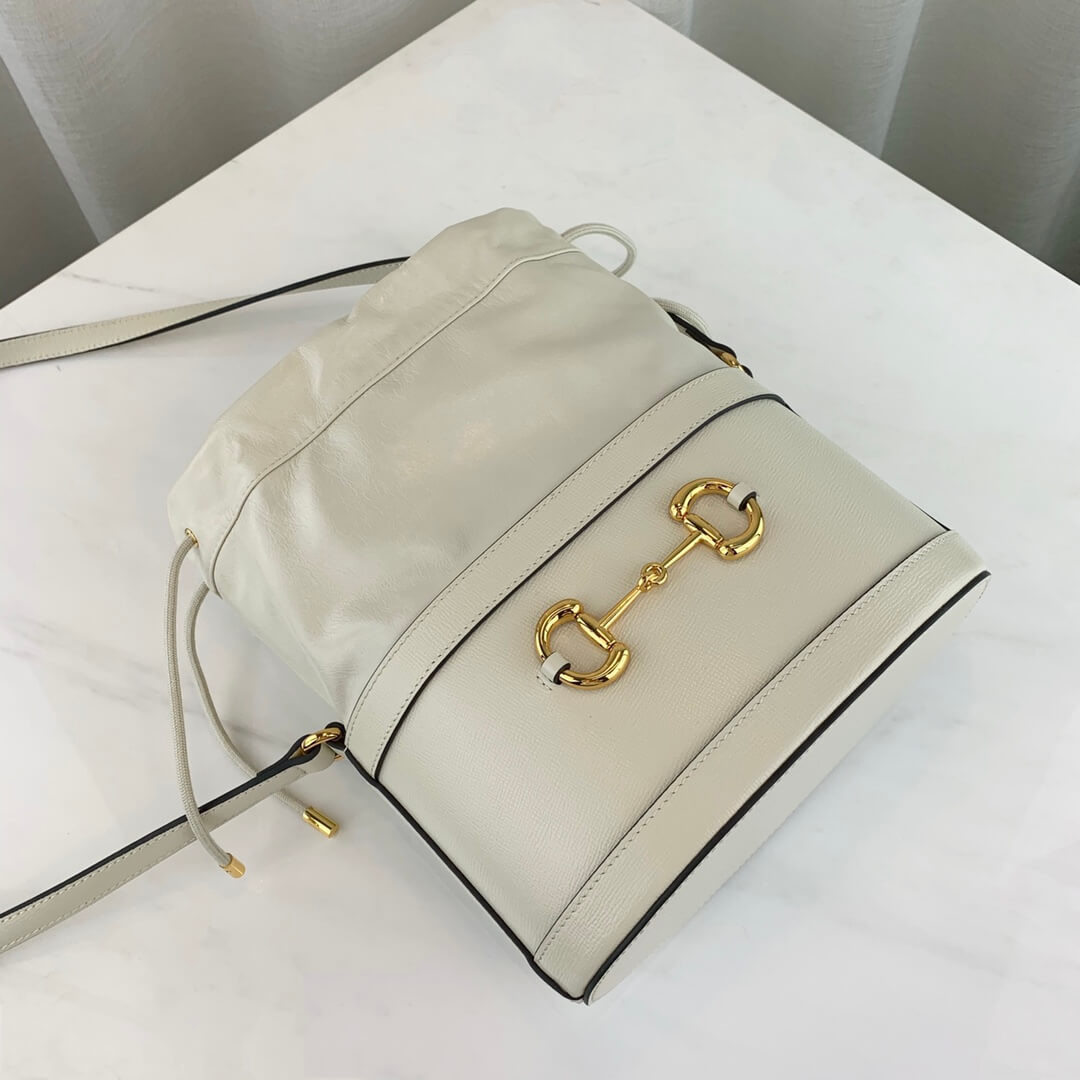 Gucci 1955 Horsebit Bucket Bag 602118 White