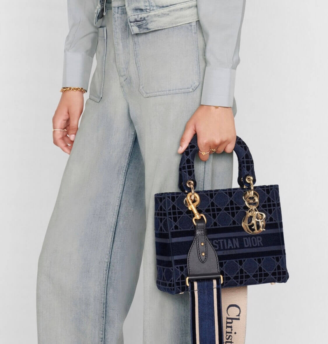 Dior Medium Lady D-Lite Bag Embroidered Velvet M0565O